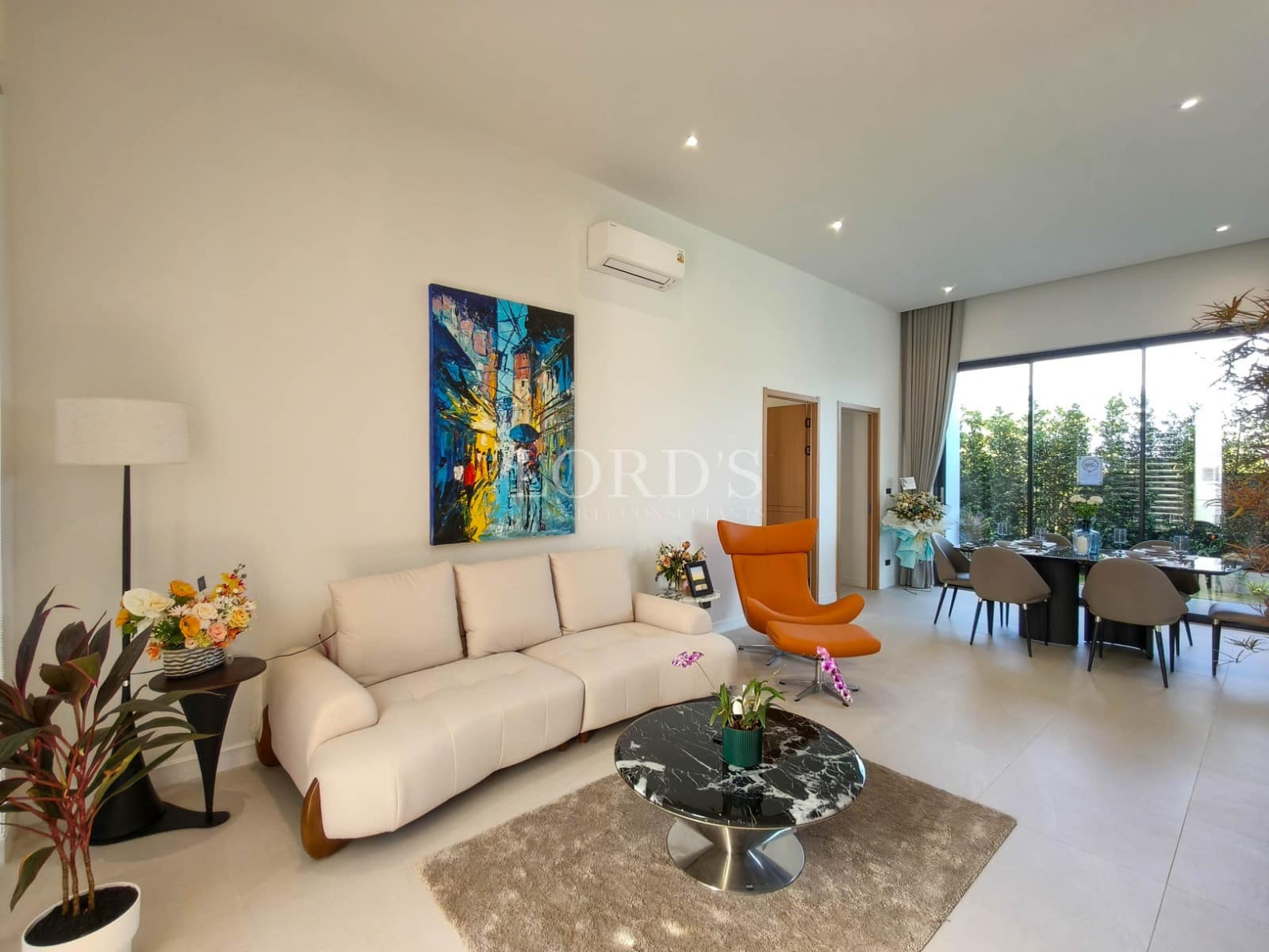 Modern living room with stylish decor