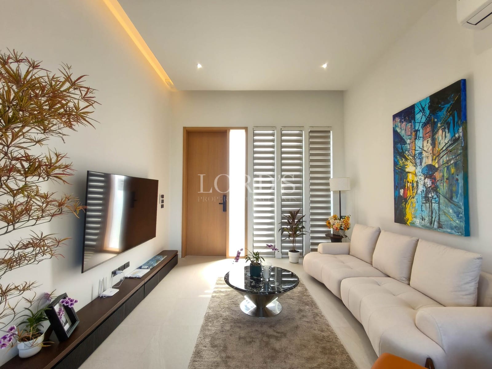 Modern living room with artwork