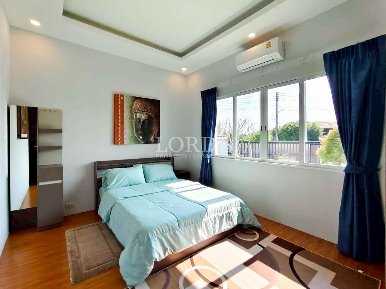 Bright bedroom with modern decor