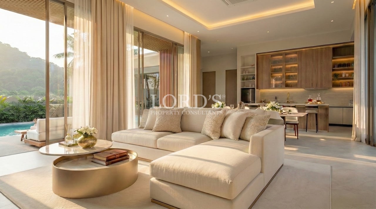 Modern living room with sectional sofa