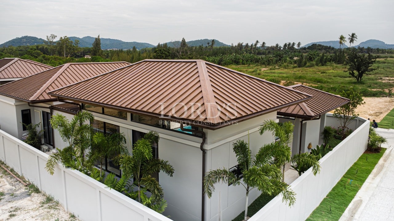 Modern houses with metal roofs