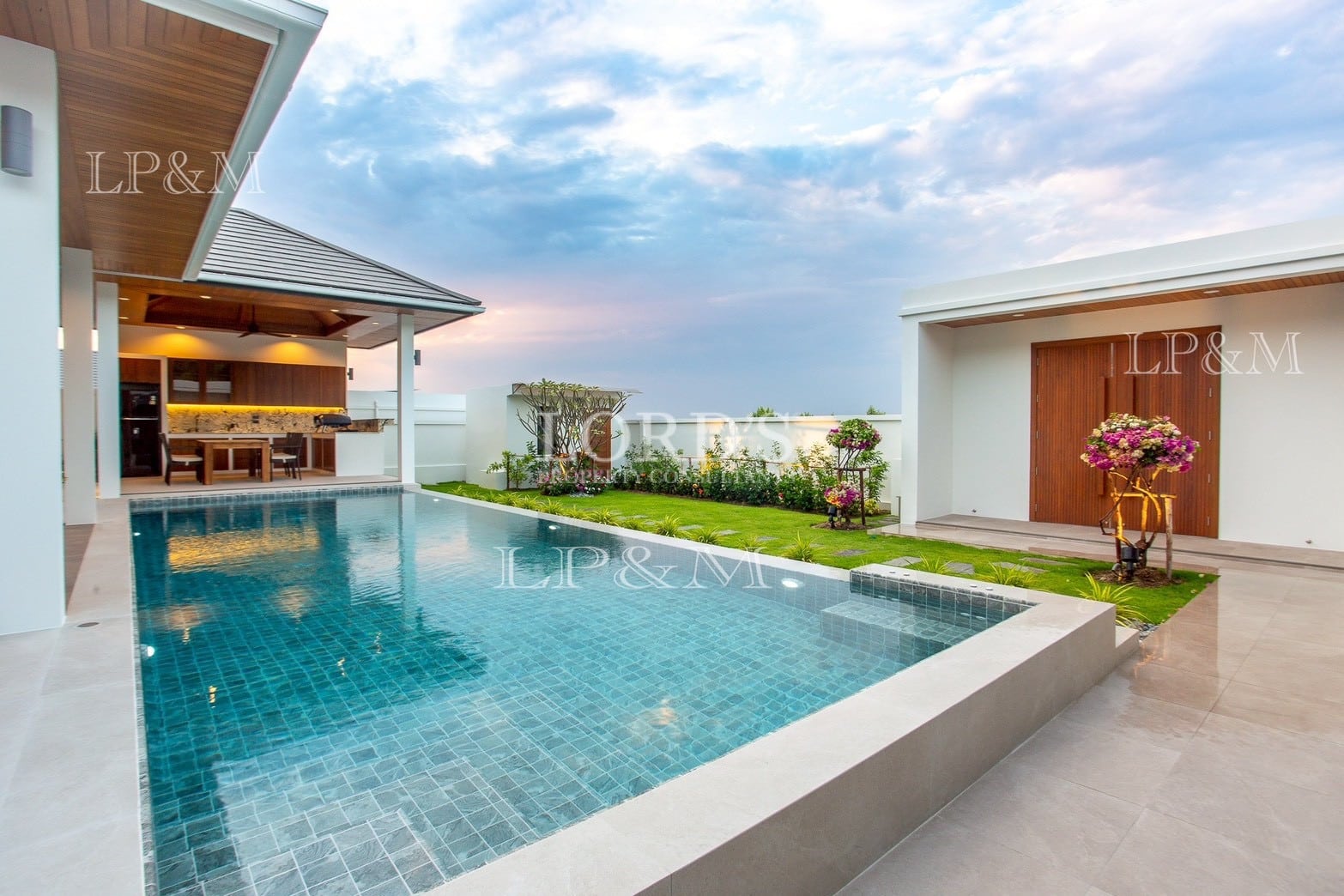 Infinity style swimming pool area