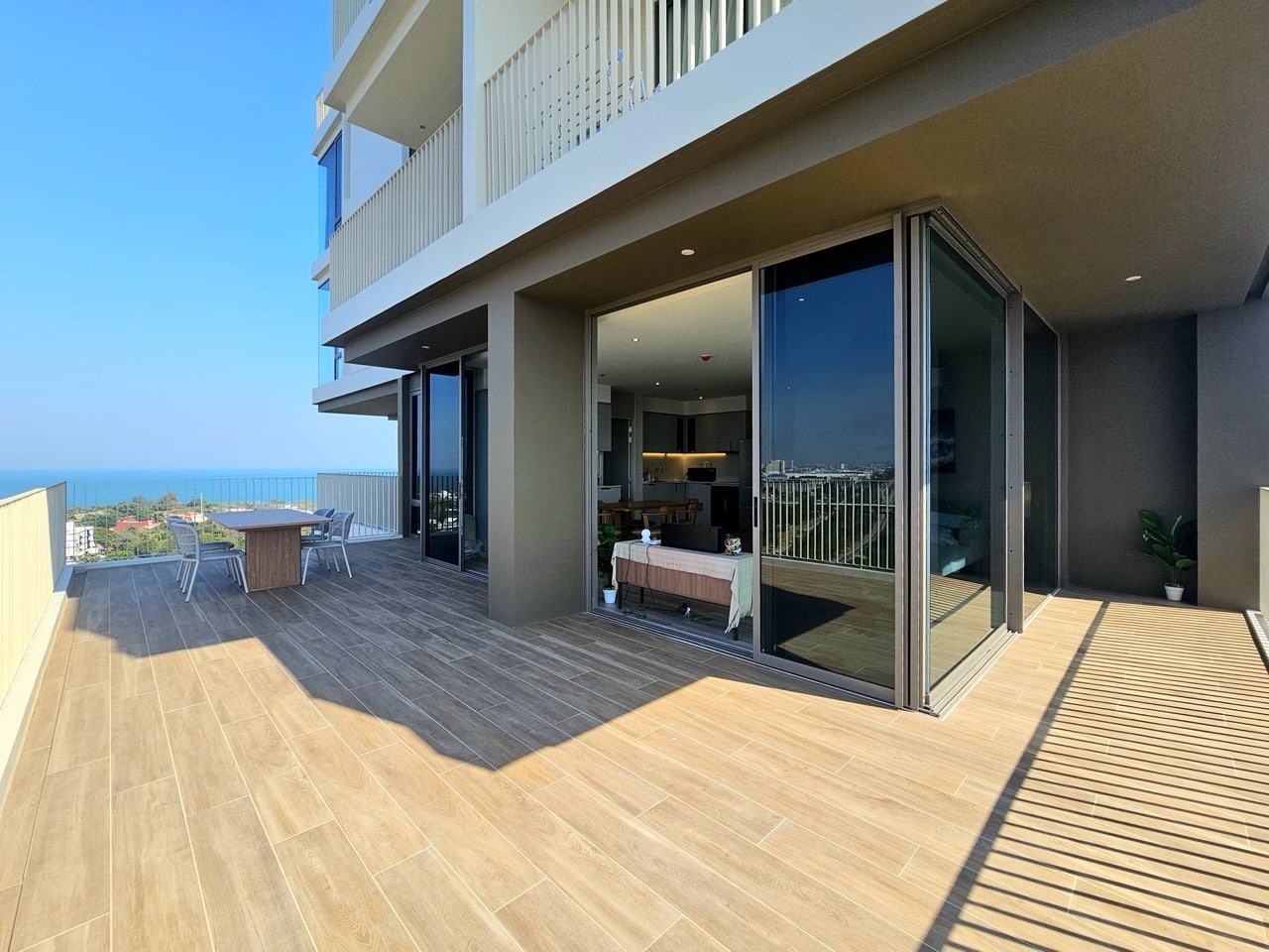 Modern apartment exterior with balcony space