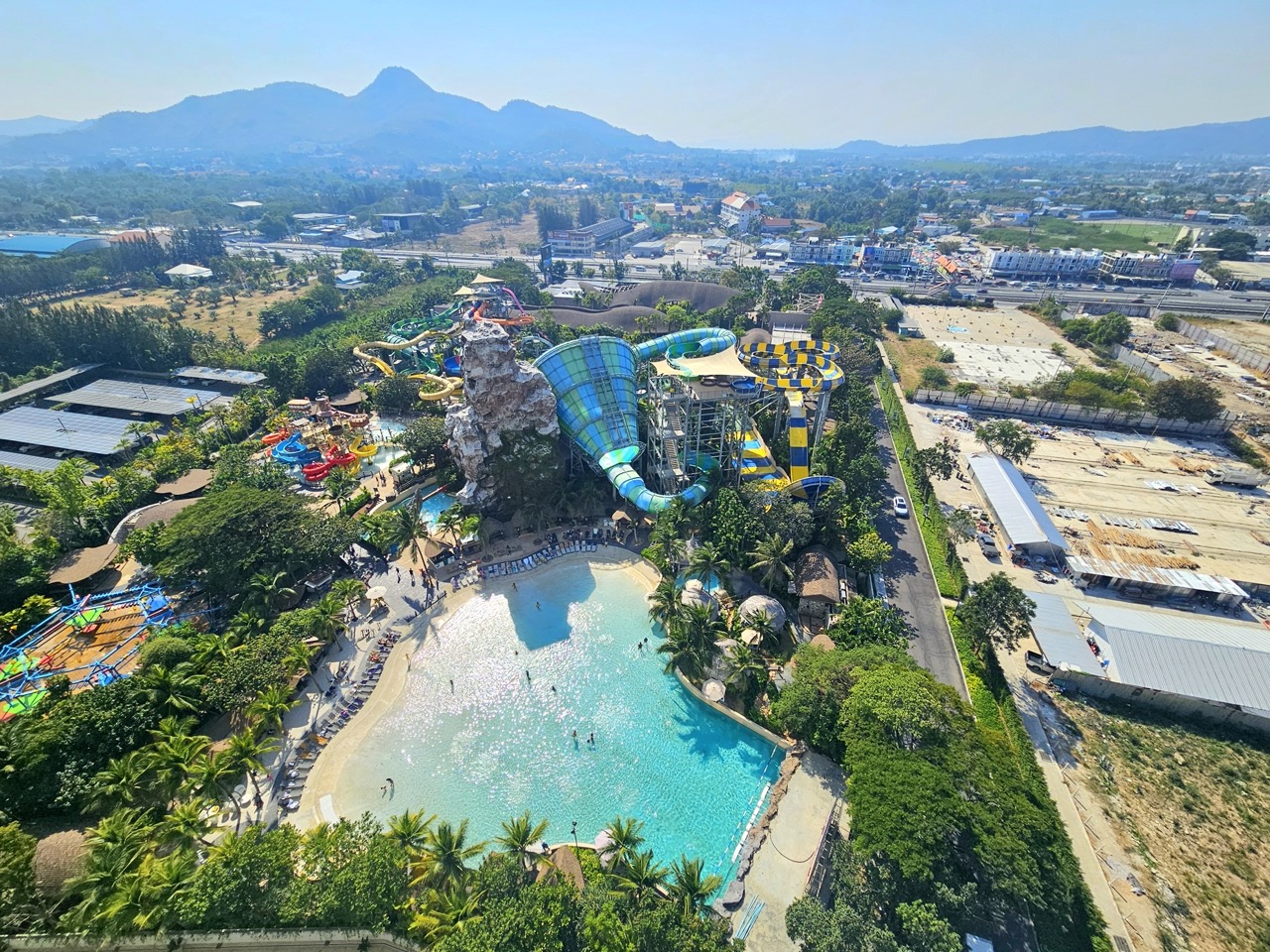 River and town aerial landscape view