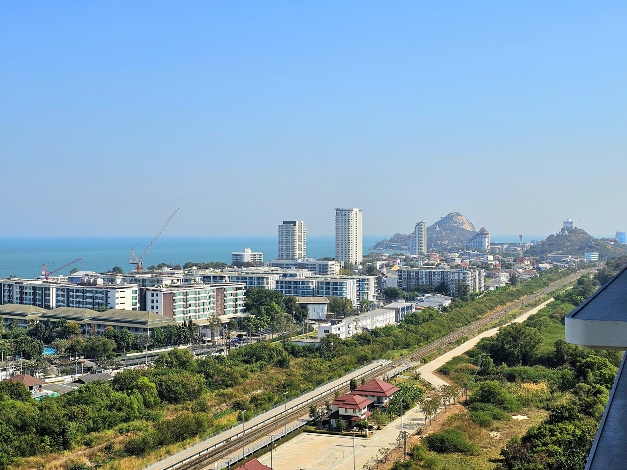 Cityscape with buildings and greenery
