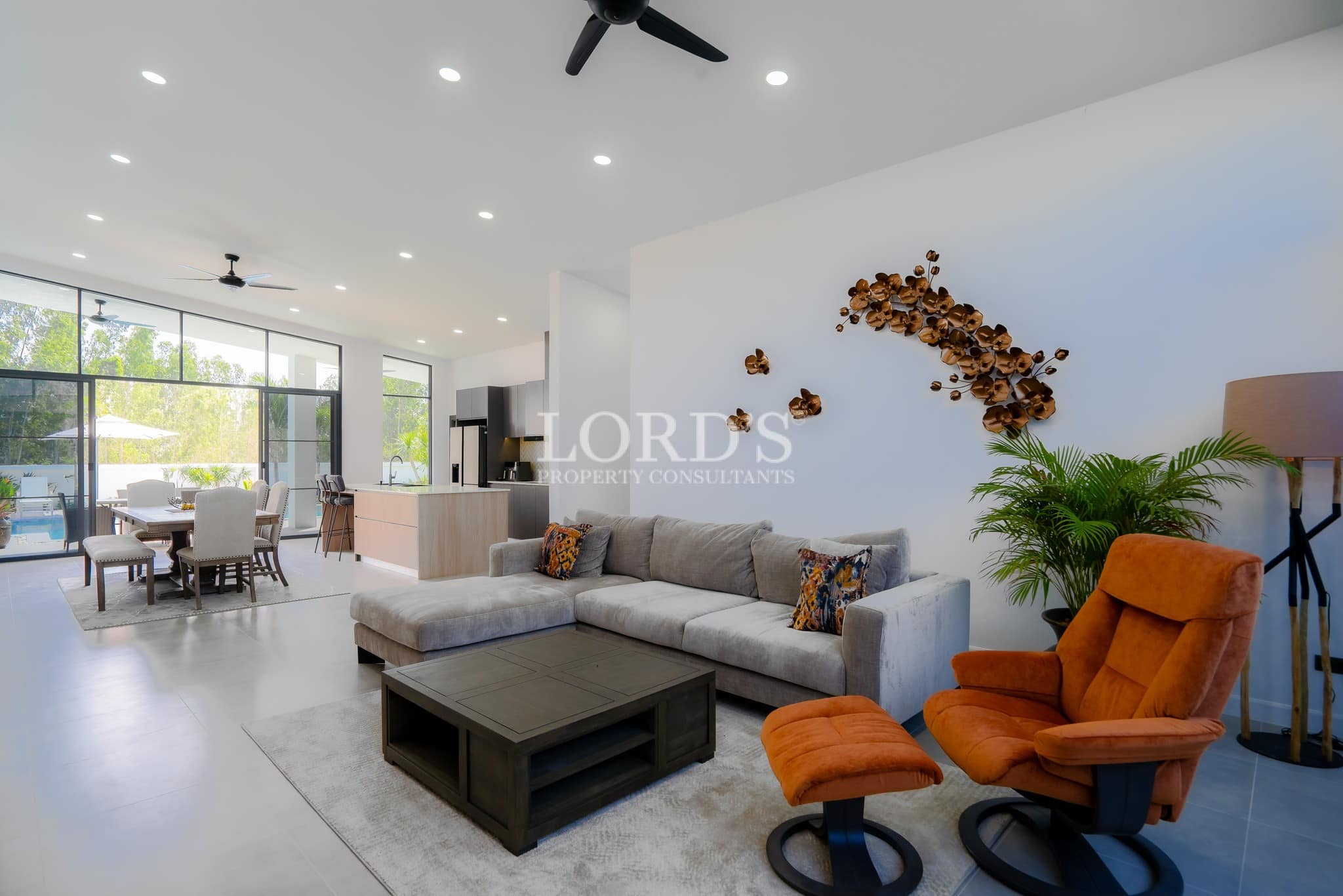 Spacious living room with sectional sofa