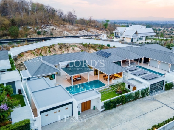 Aerial top view of luxury villa