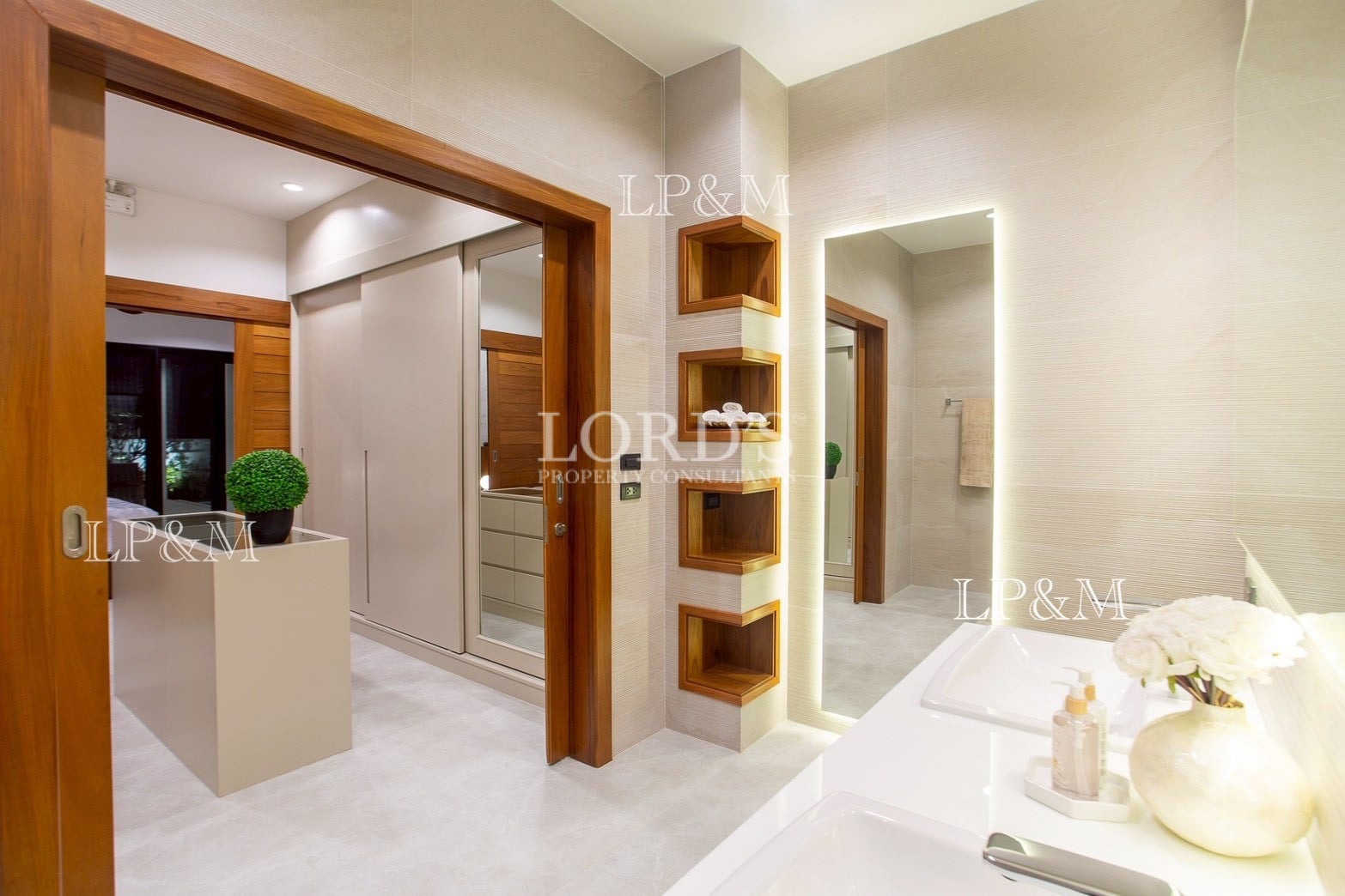 Entrance hallway with storage shelves