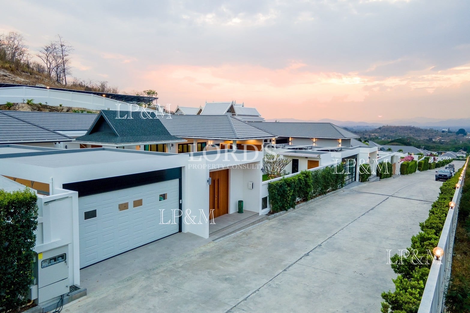 Villa driveway and garage area