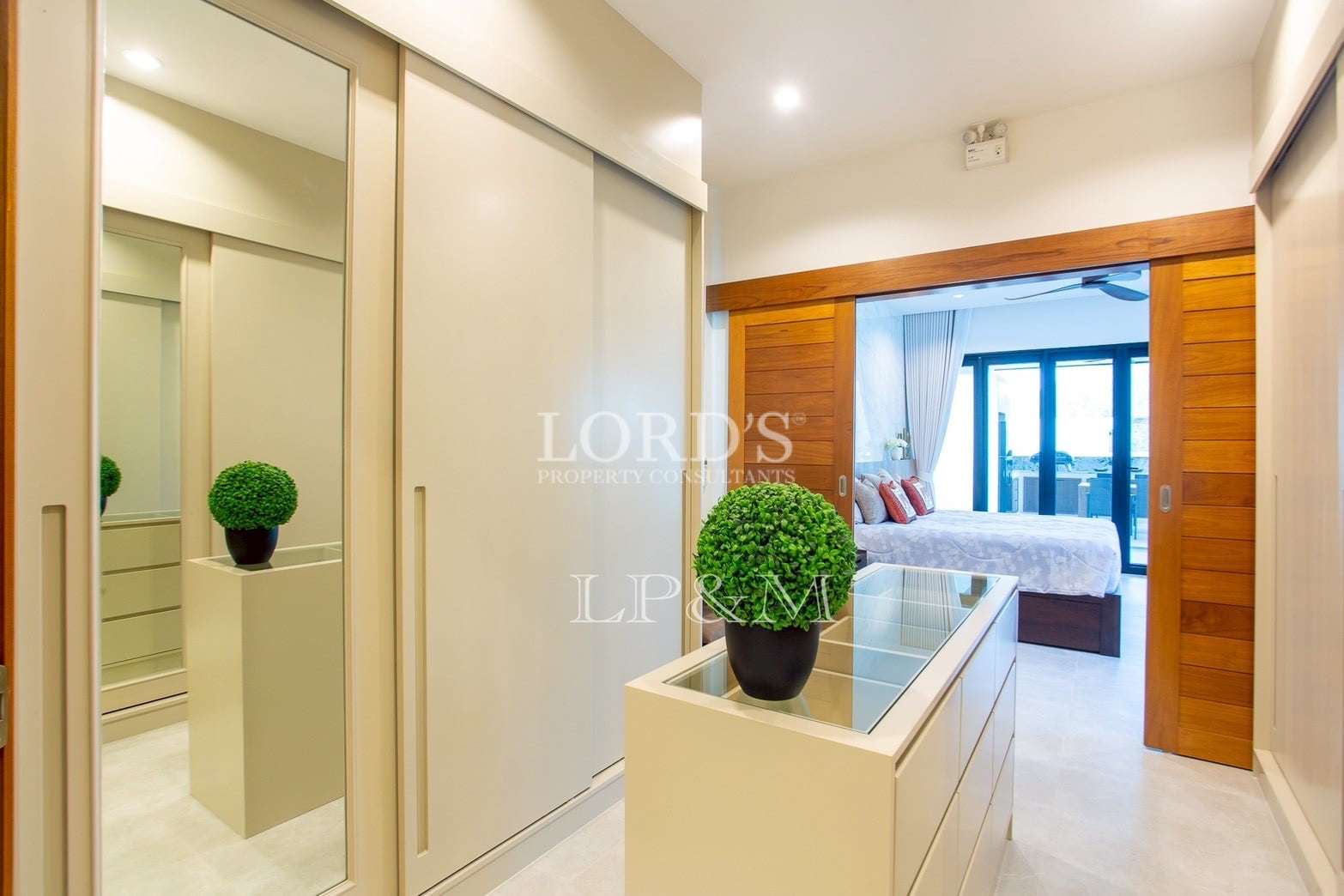 Hallway with decorative console table