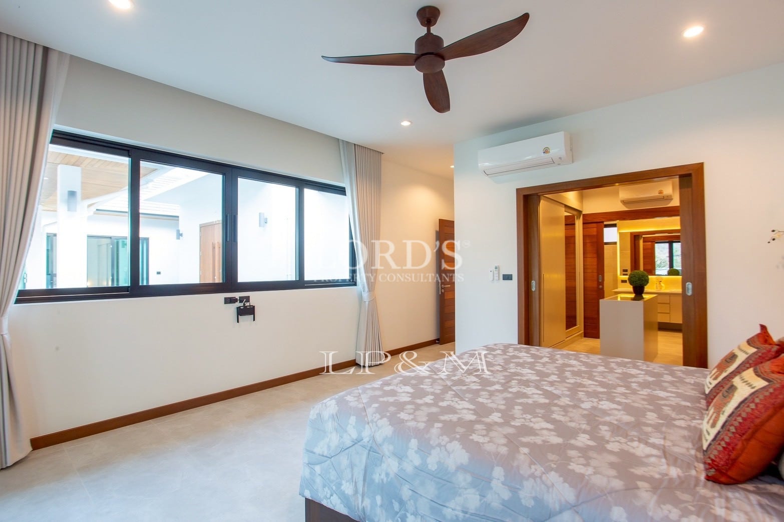 Bedroom with large window view