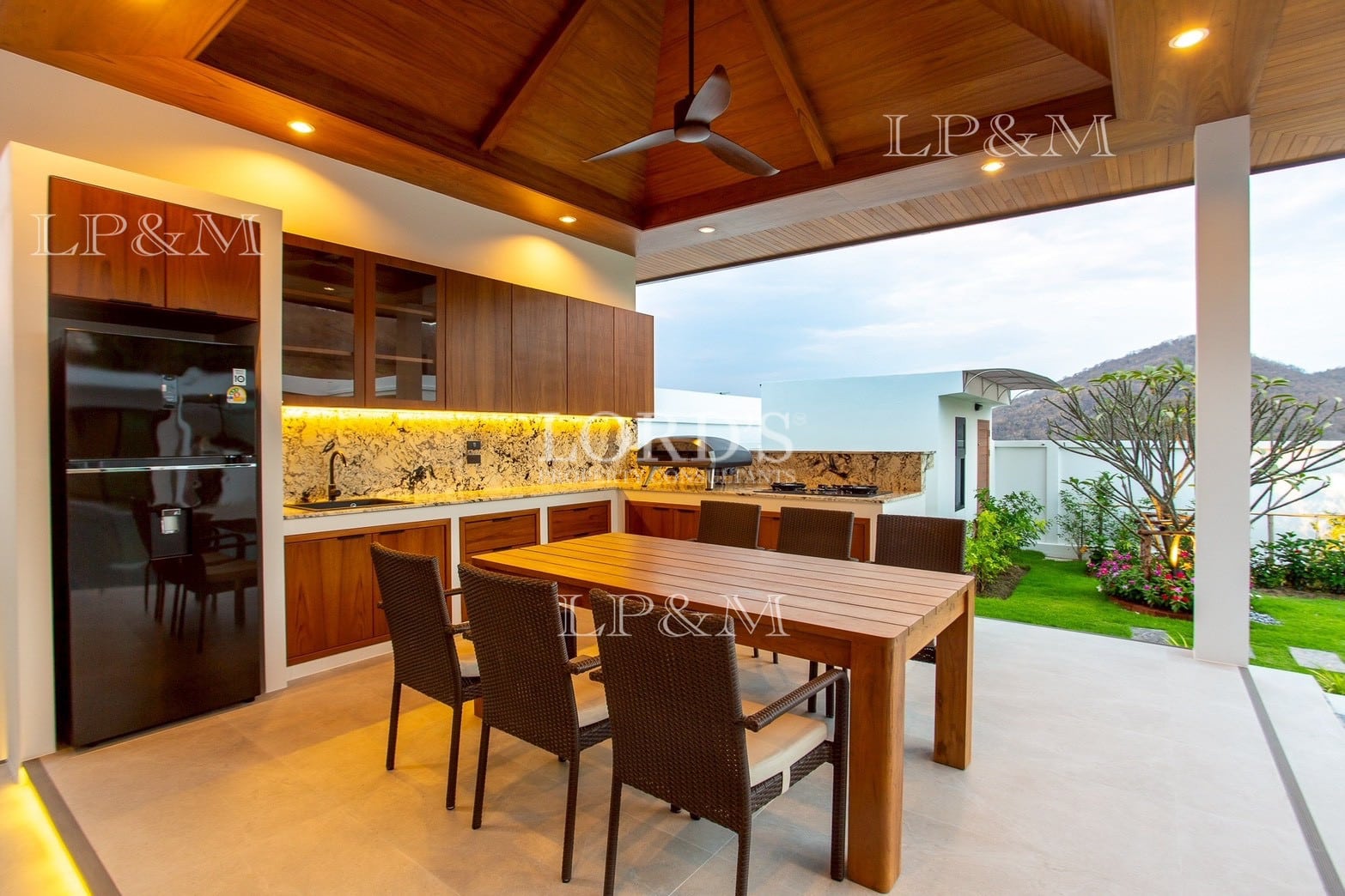 Outdoor kitchen and dining area