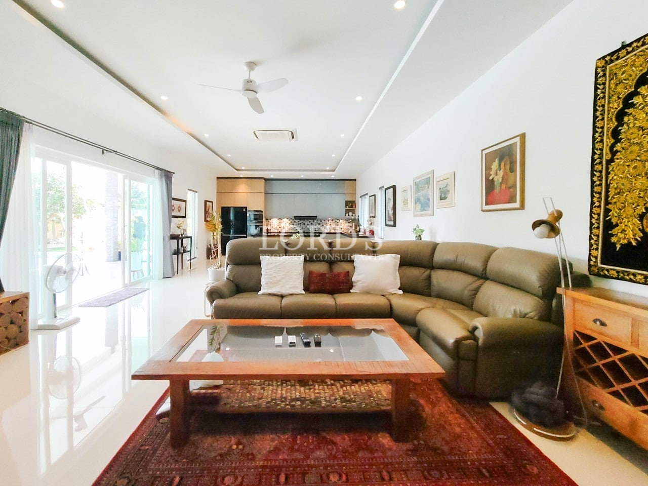 Living room with large sofa seating