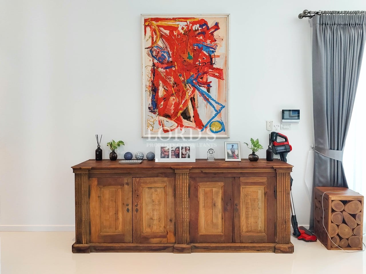 Modern living room with decorative painting