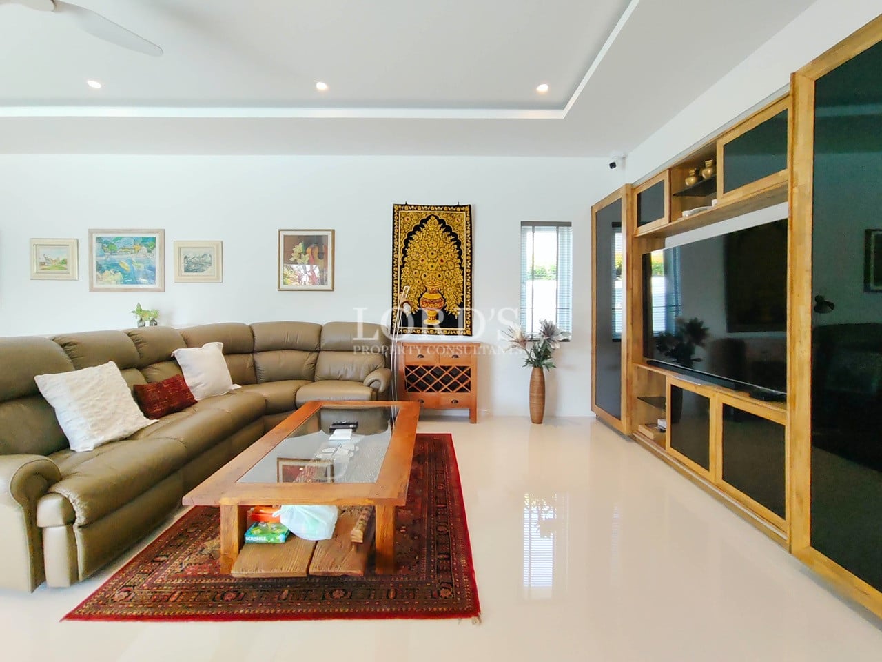 Open living room with modern decor