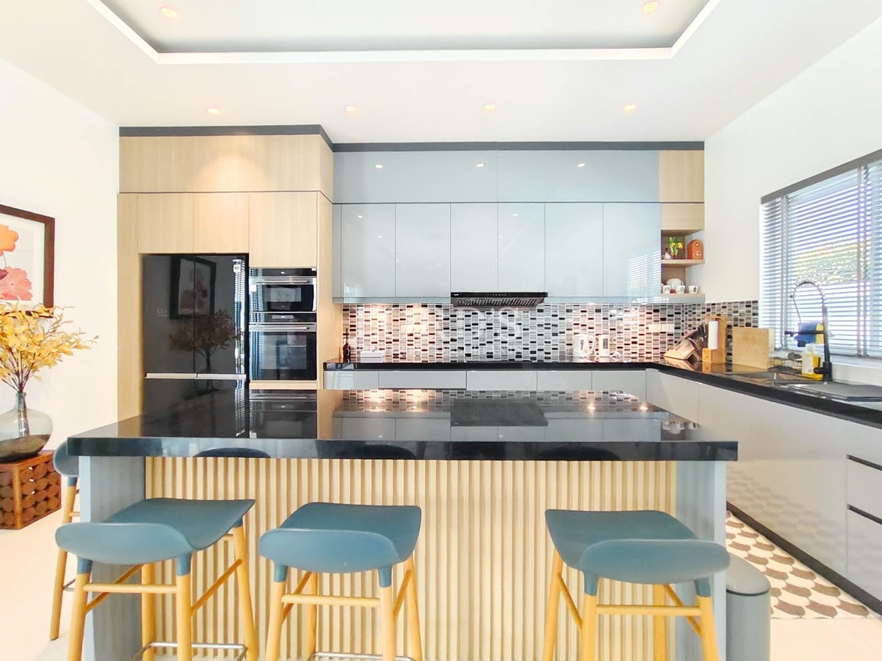 Modern kitchen with sleek cabinets