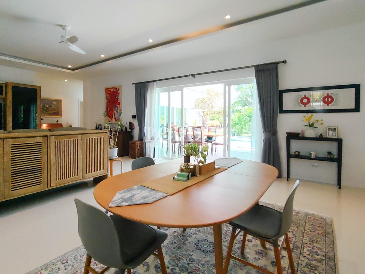Dining room with wooden table