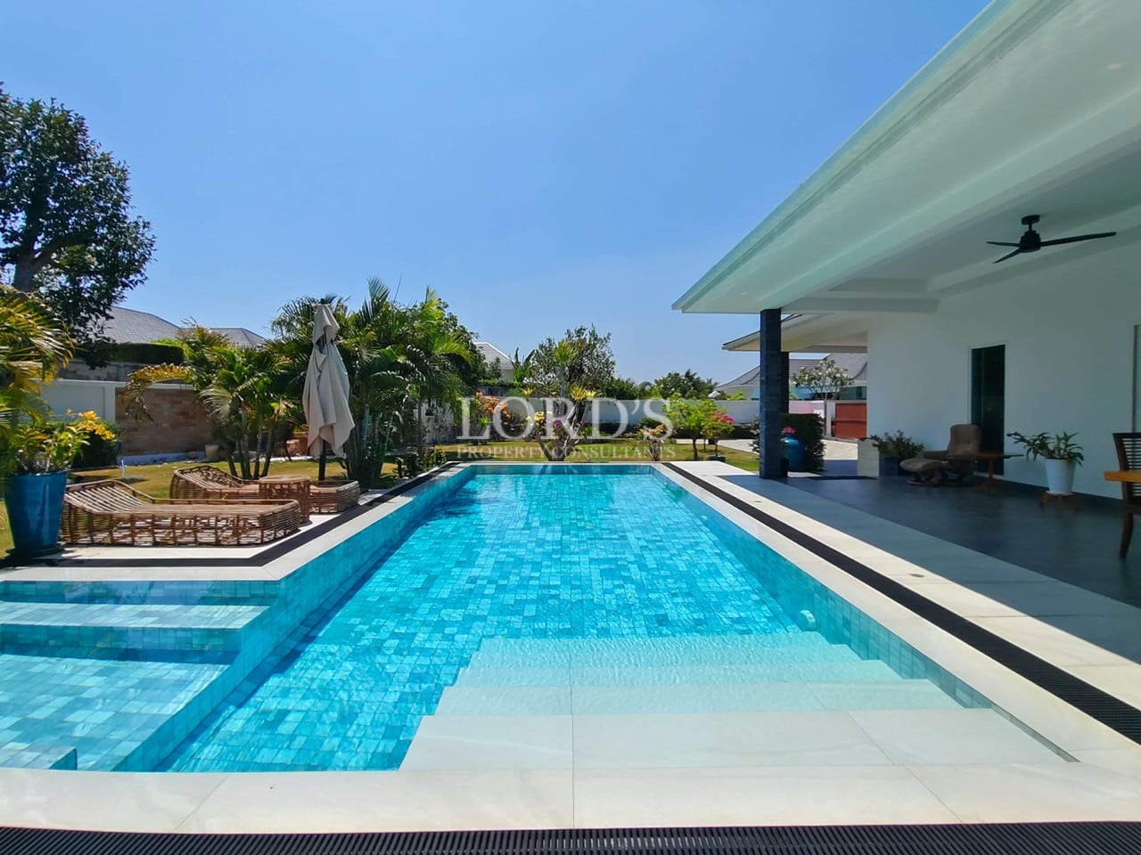 Covered poolside corridor