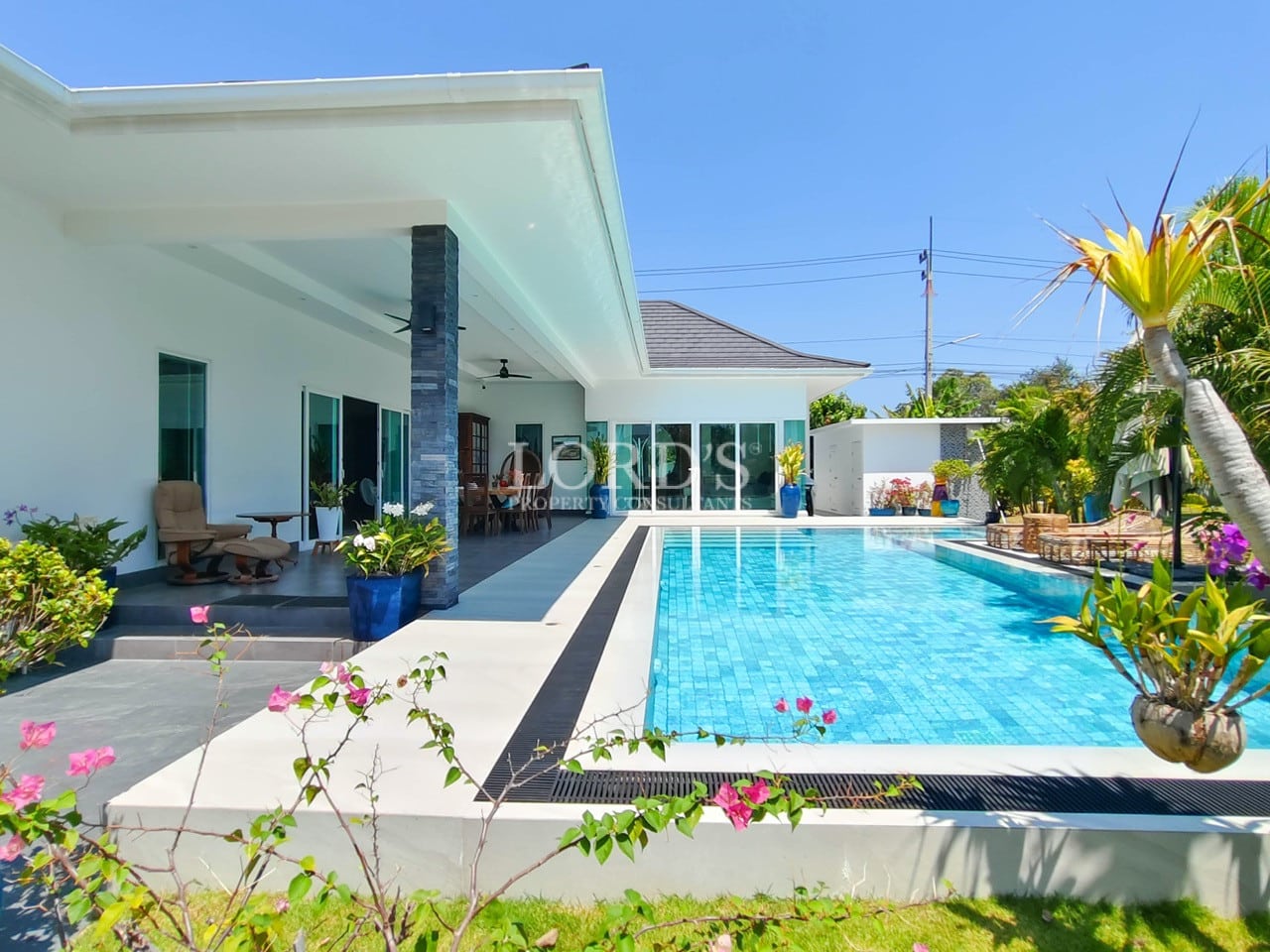 Long private swimming pool view