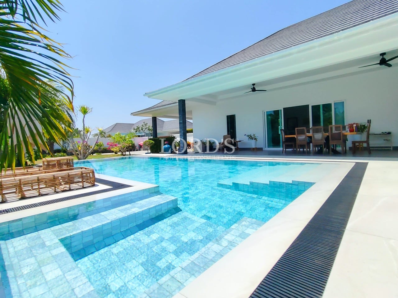 Private swimming pool beside modern villa