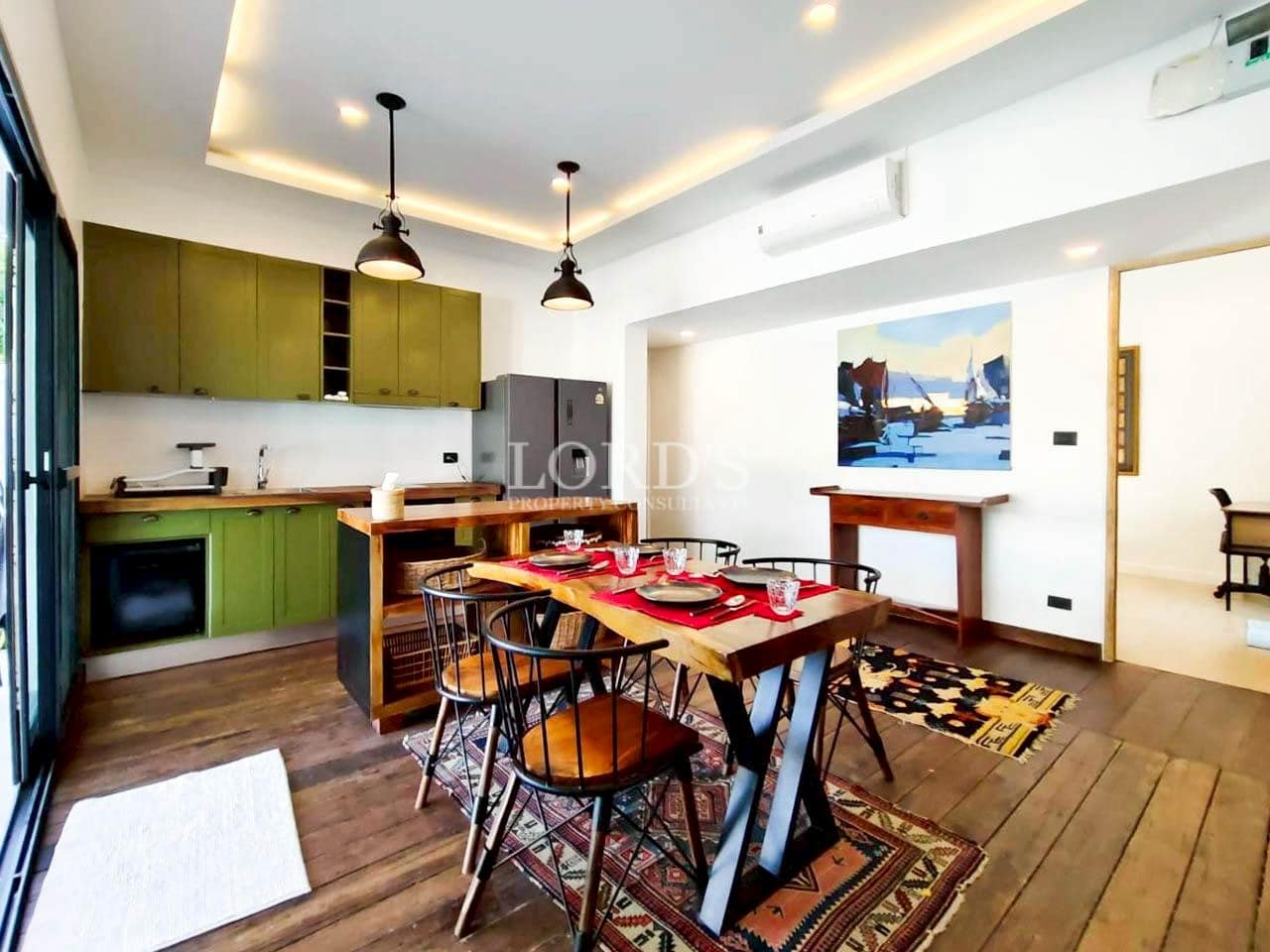 Open-plan dining area connected to kitchen