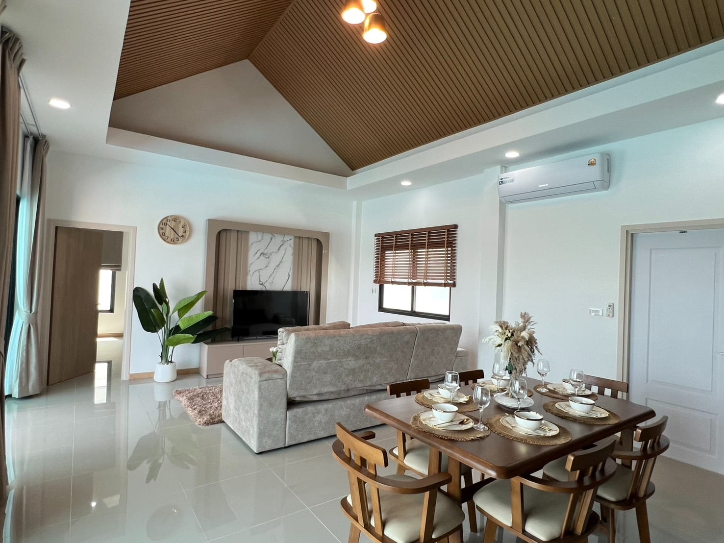 Kitchen with wooden cabinets and appliances