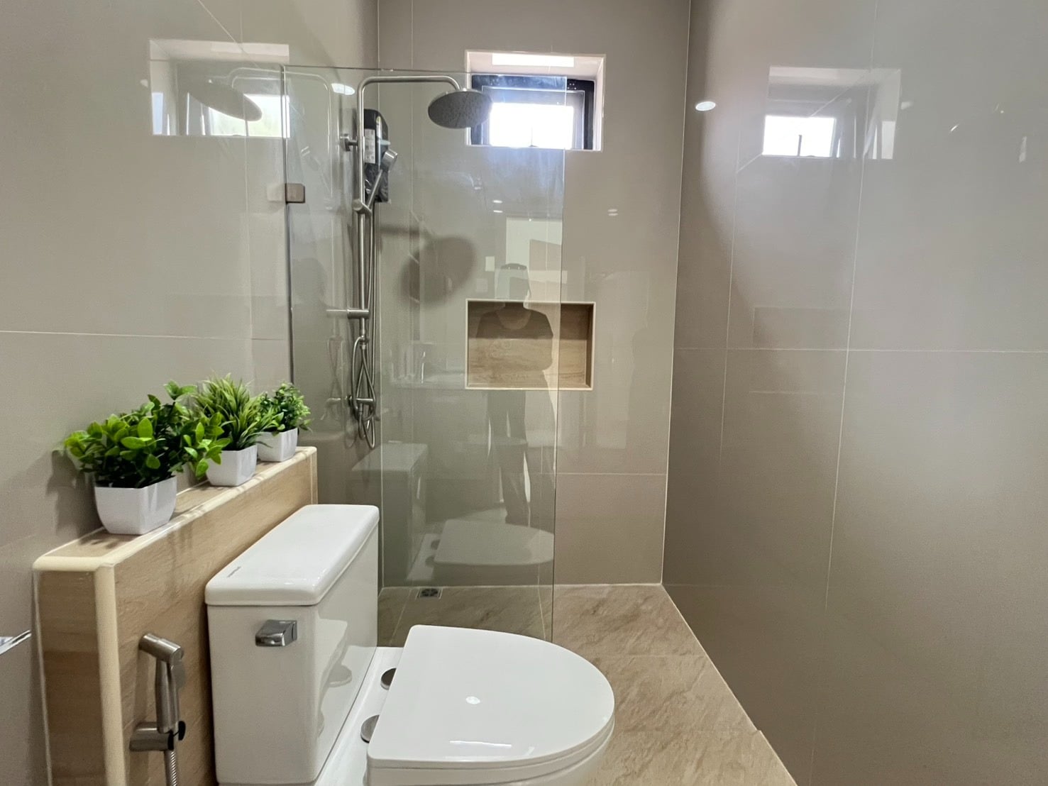 Bathroom with shower and glass door