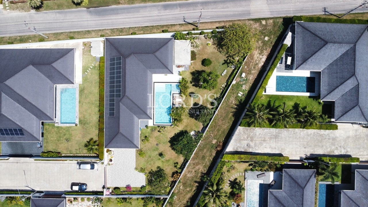 Villa roof and property layout aerial