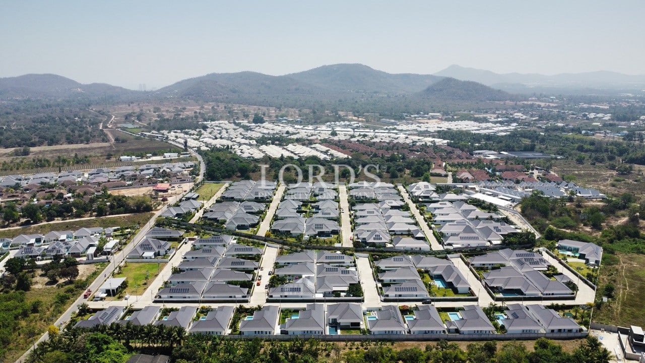Aerial view of residential community