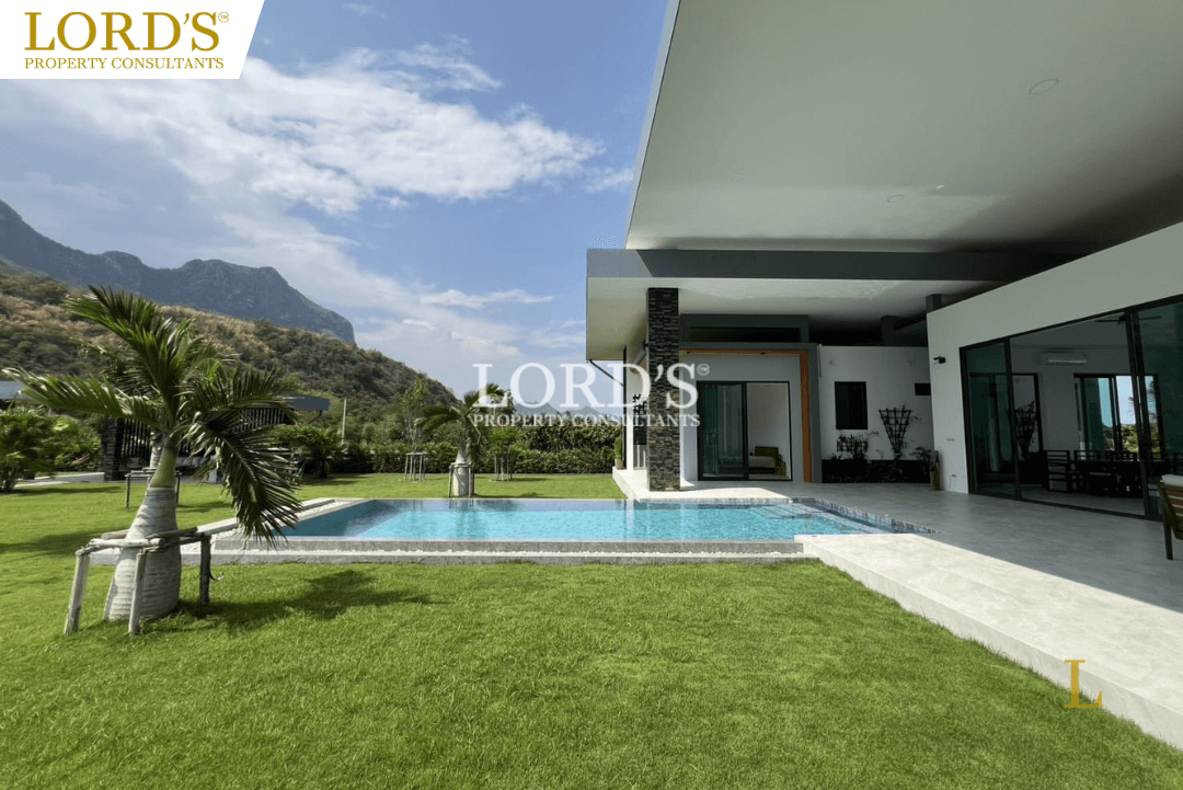 Modern luxury pool villa in Hua Hin with mountain views, perfect for a high-yield property investment.