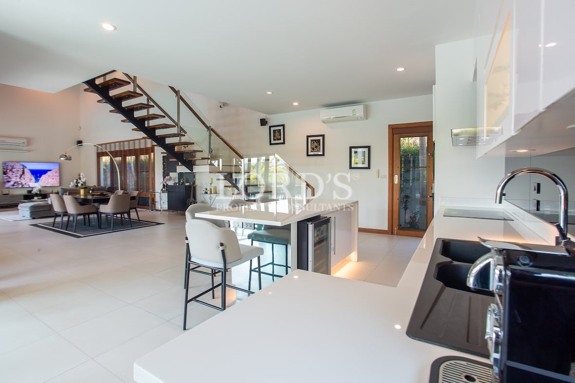 Open kitchen and dining area