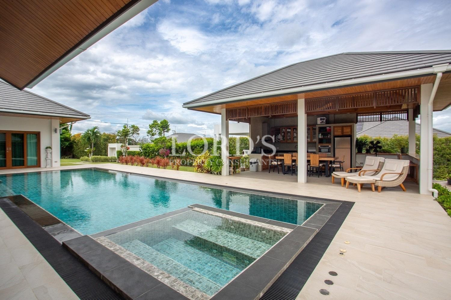 Pool with covered patio area