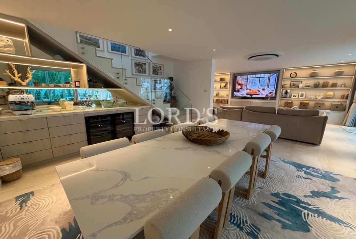 Kitchen island with marble countertop