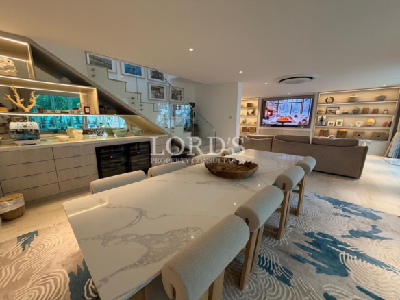 Kitchen island with marble countertop