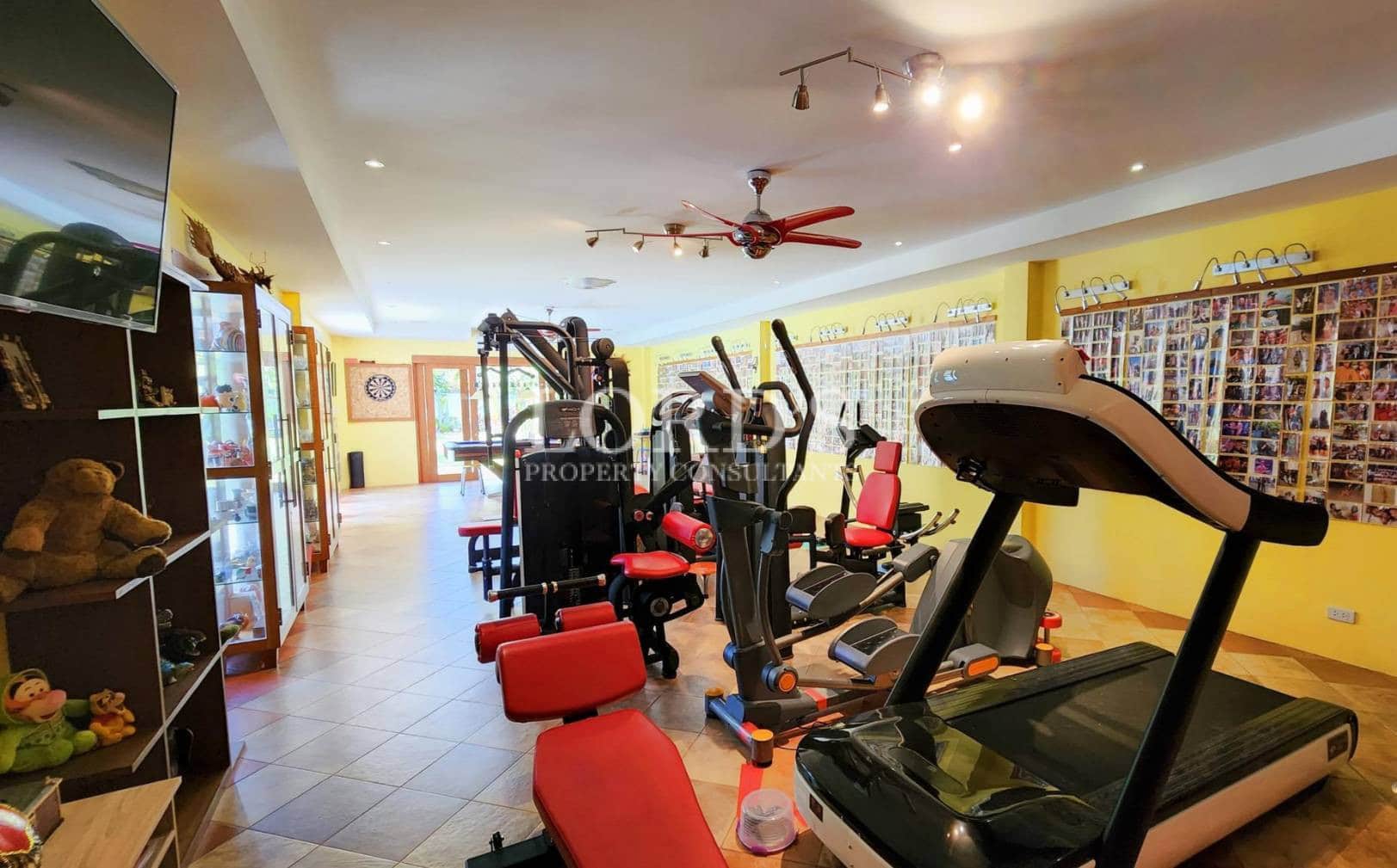 Home gym with exercise equipment