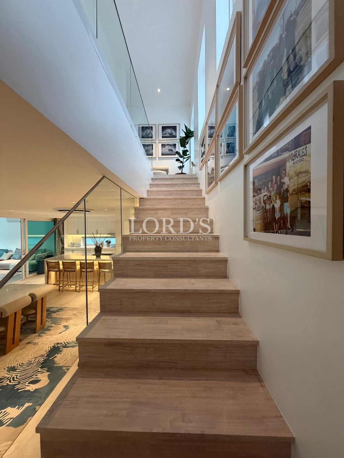 Staircase with wooden steps and decor