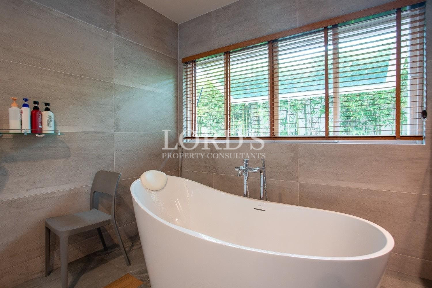 Bathroom with freestanding tub