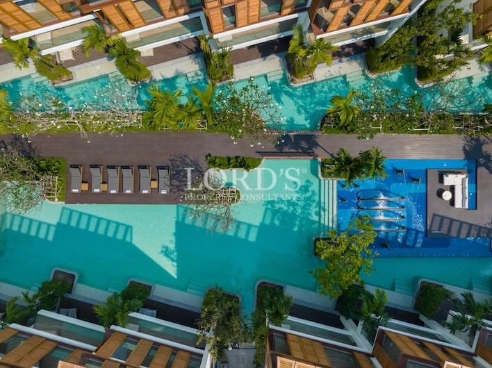 Luxury condominium pool courtyard