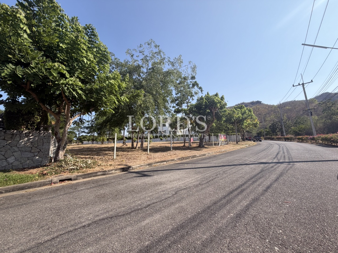 Wide road through open land