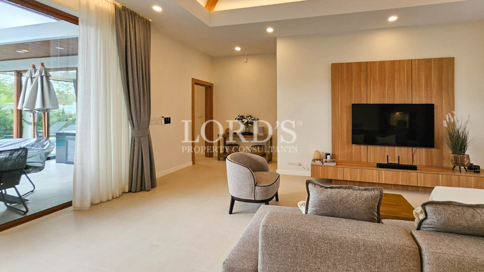 Living room with open layout and seating