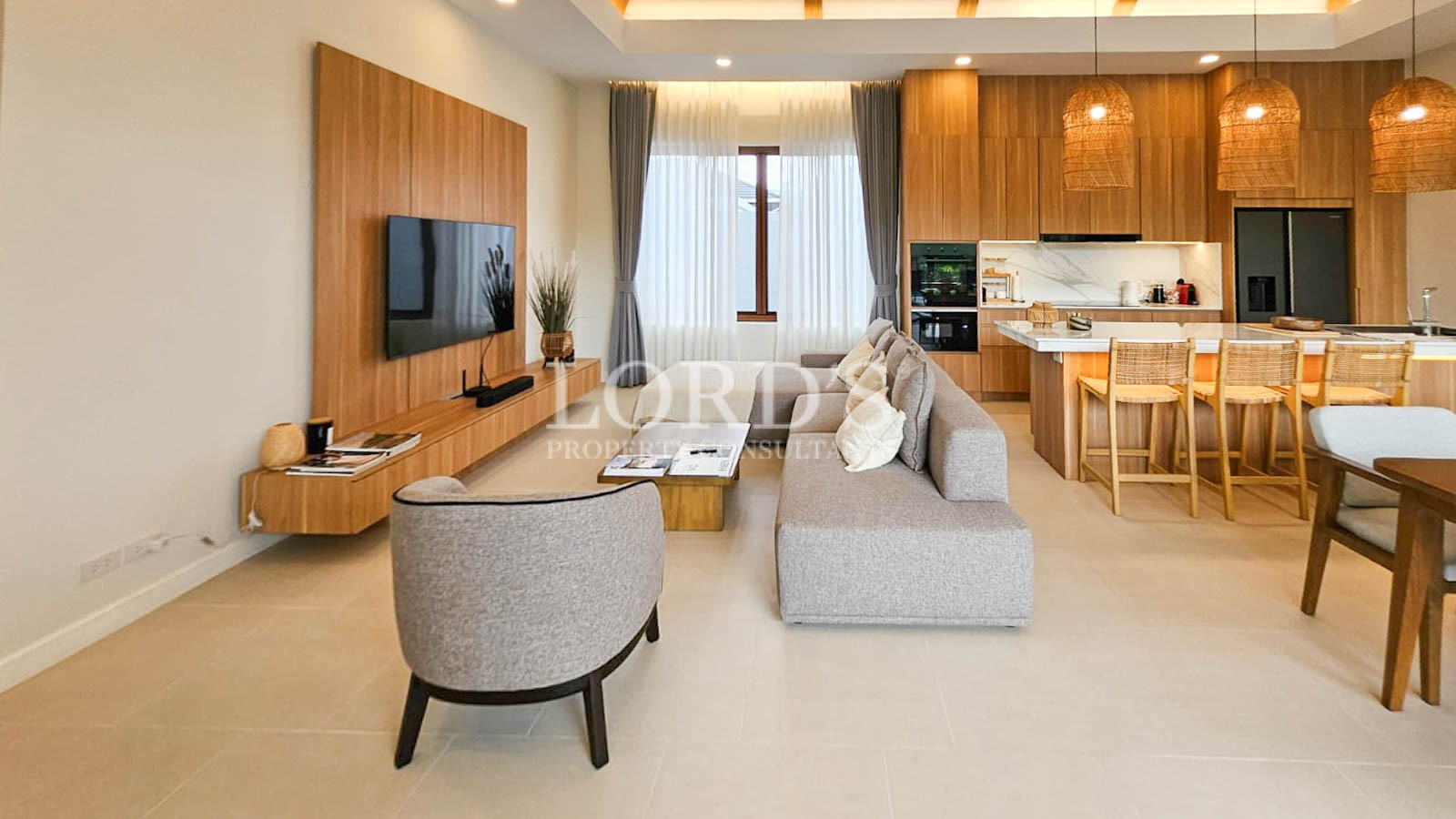 Living room with sofa and TV unit