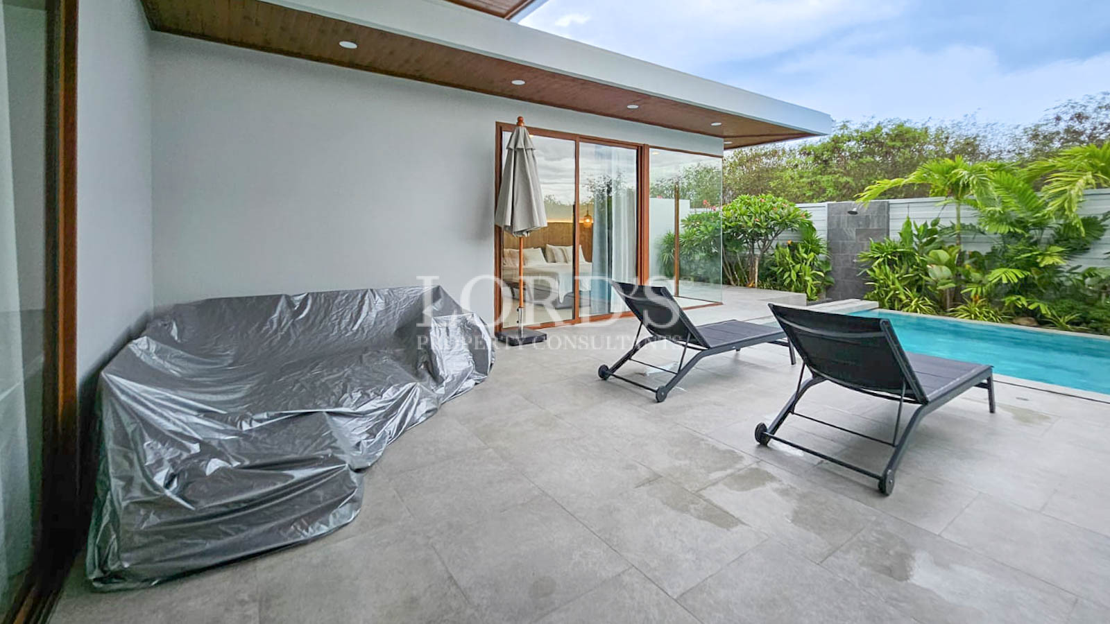 Patio seating area with modern design