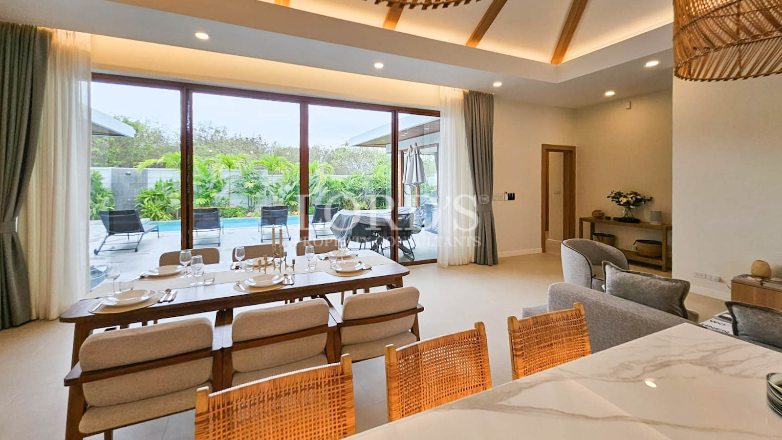 Dining area with outdoor view