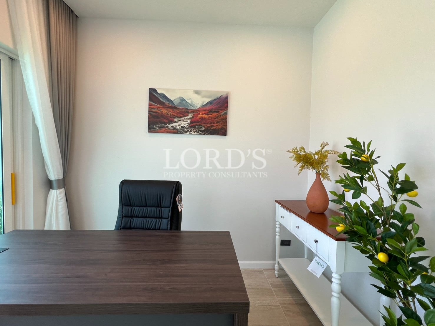 Dining area with table and minimal decor