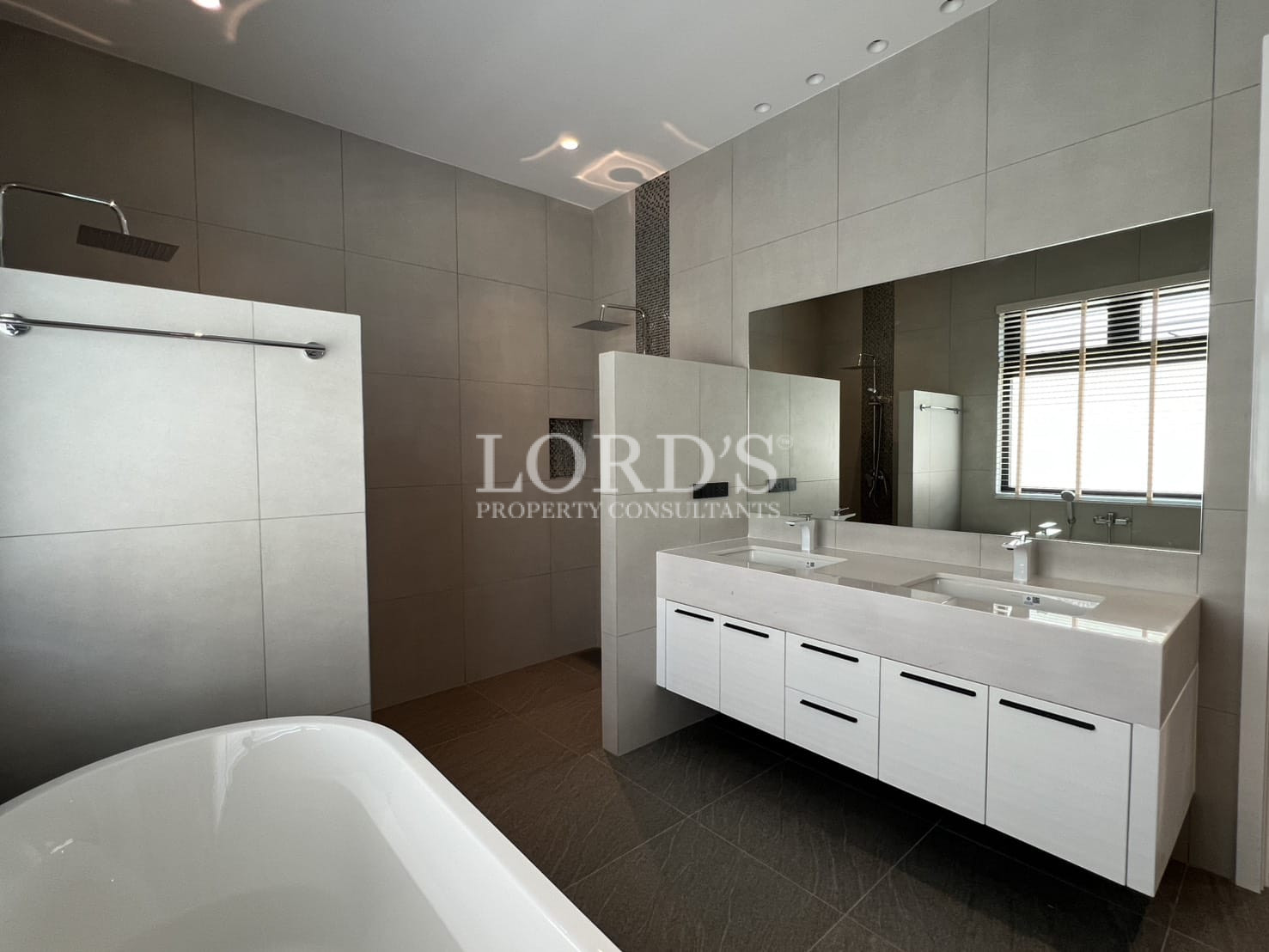 Bathroom with double sink vanity