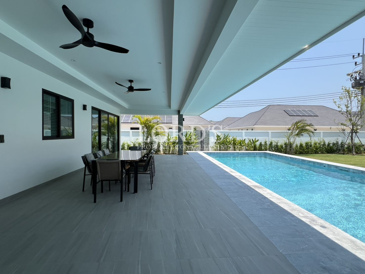 Covered poolside terrace
