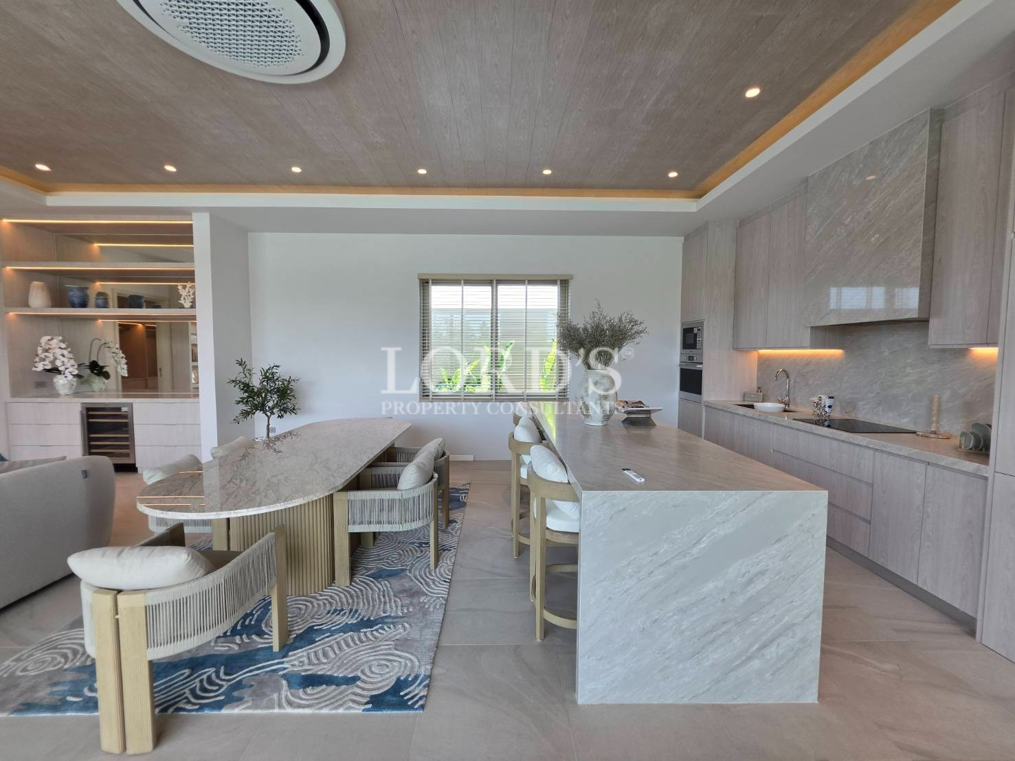 Kitchen island with modern cabinetry