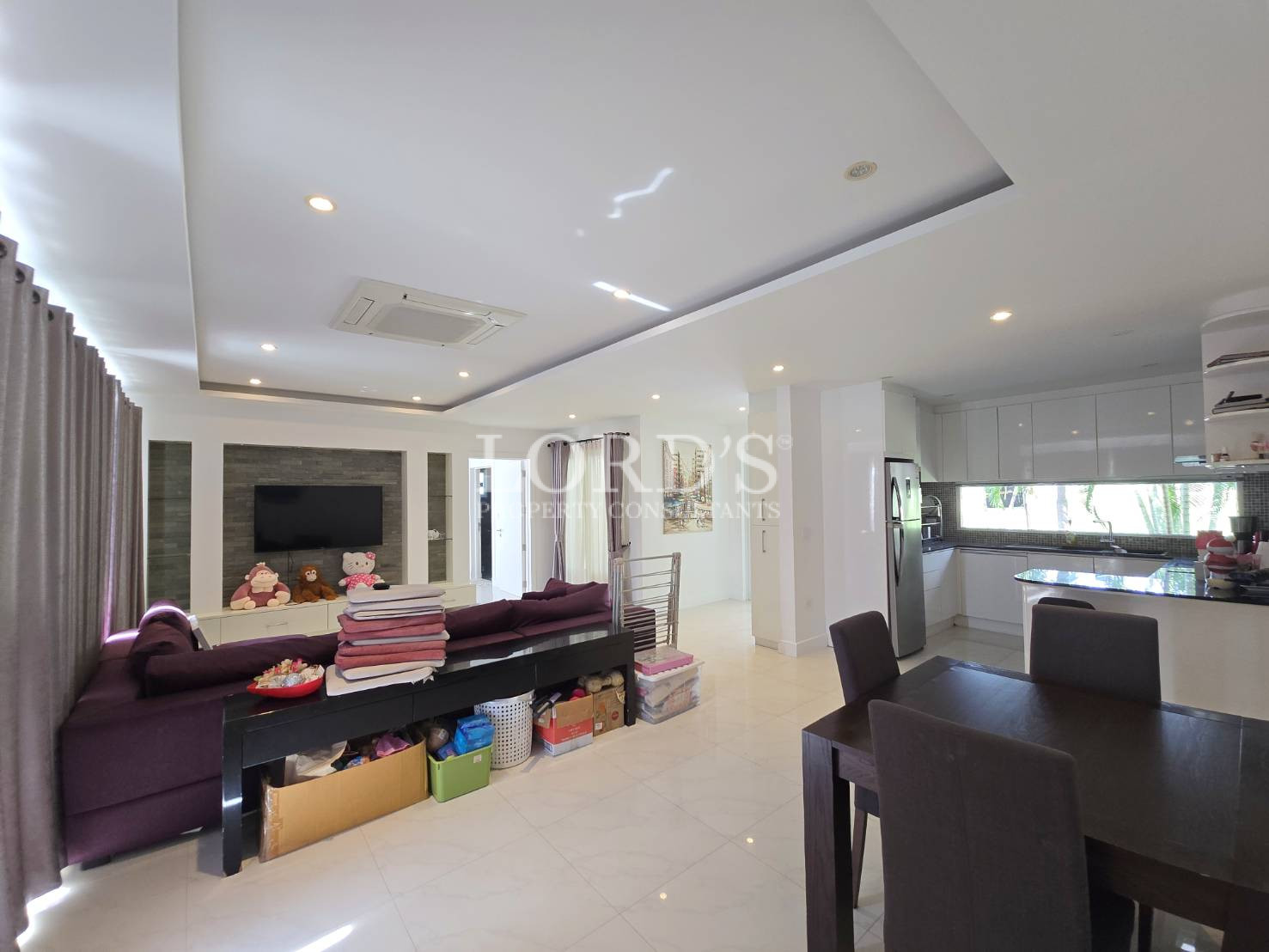 Living room with open layout and seating