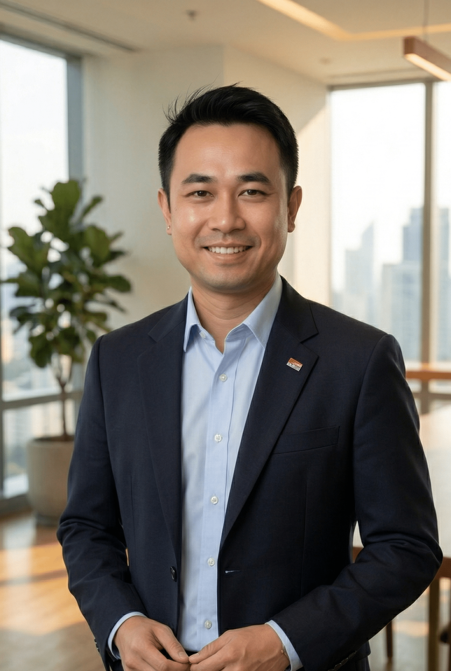 Male real estate agent smiling