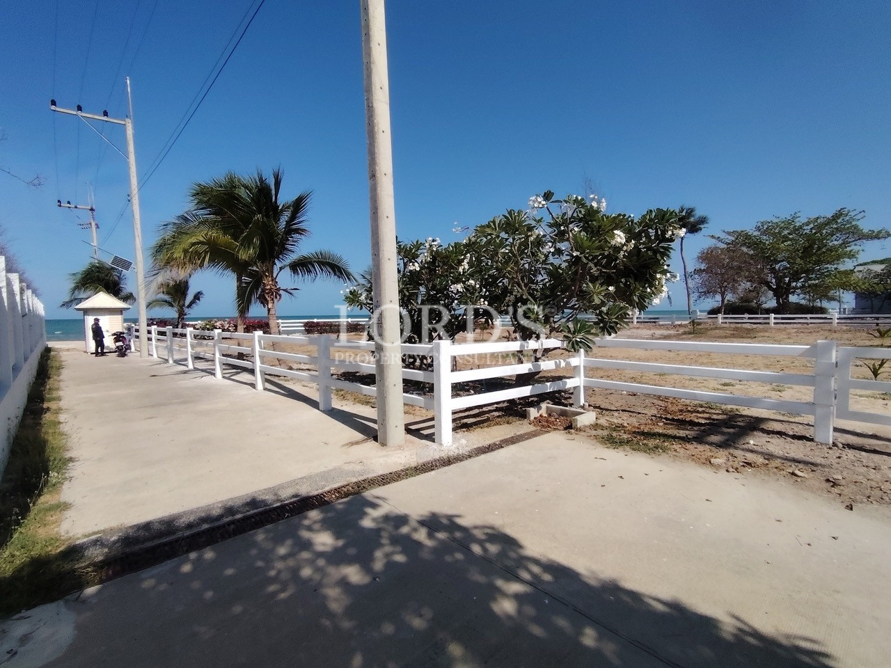 White fence beside coastal road